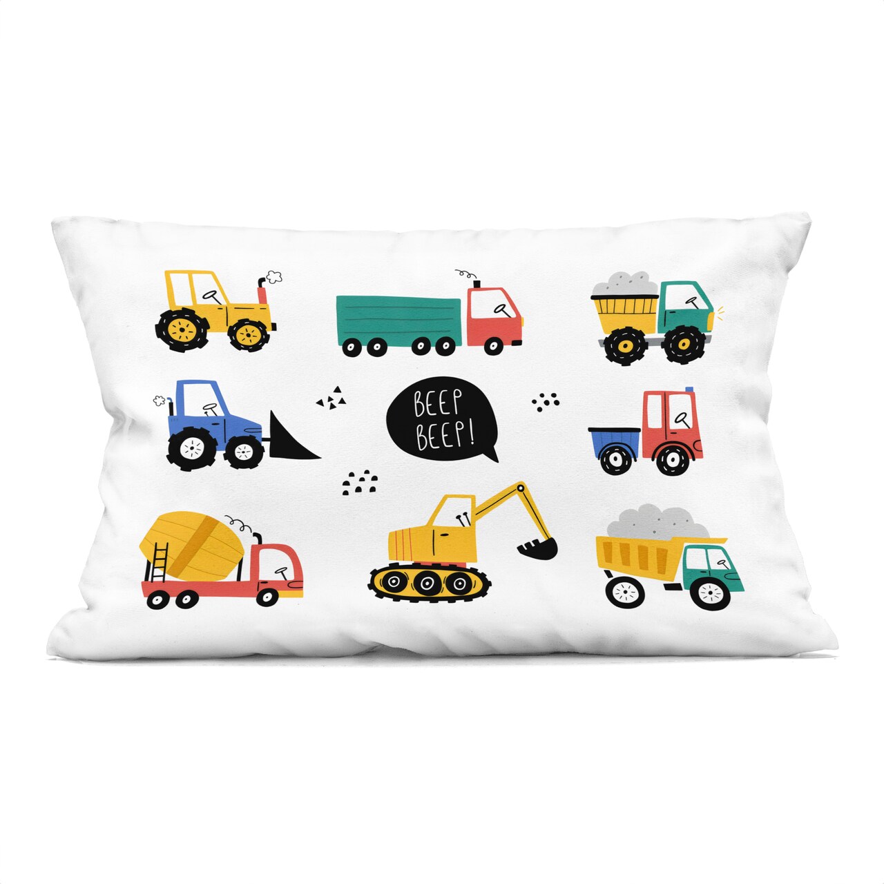 Stupell Industries Beep Construction Vehicles Decorative Printed Throw Pillow, design by Creative Studio, 14 x 7 x 20